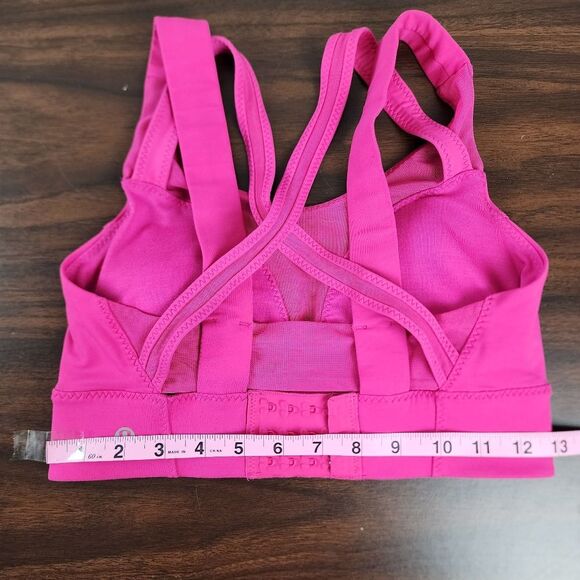 Lululemon Oxygen Sport Bra Magenta Pink Fuchsia Mesh Lace Criss-Cross Strap 6 - Picture 9 of 15